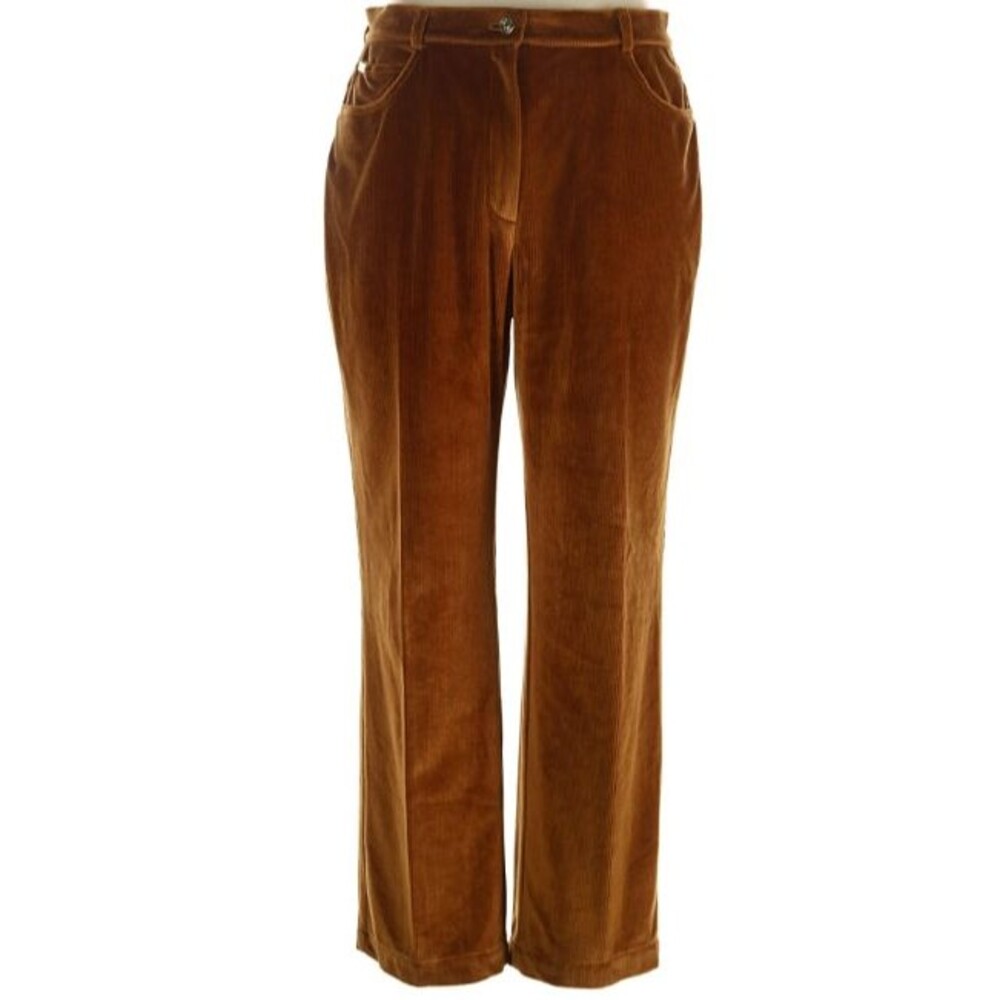 Vintage St John Sport Marie Gray Brown Corduroy Pants 34 Waist Straight Leg 14